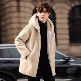 Tiktok supplies artificial fur mink fleece-lined thickened jacket men's coat trendy A087--Y339--330