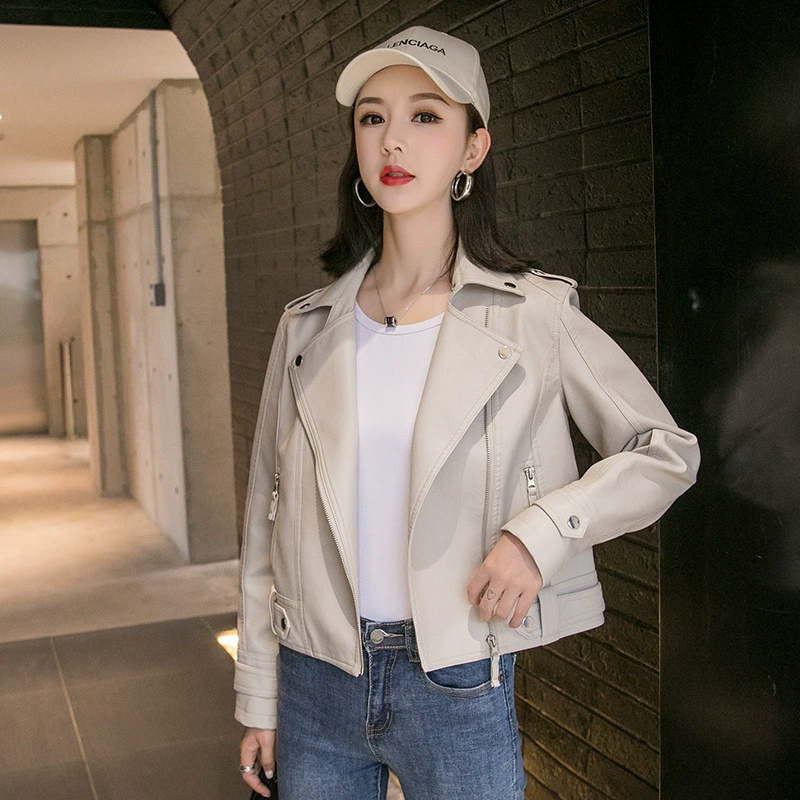 Маленькая кожаная куртка женская короткая новая весна и осень 2025 года