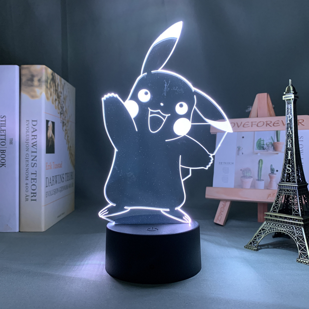 Baokemeng Pikachu 3D luz de la noche LED producto creativo mascota elfo regalo lámpara Mesa mágica bebé