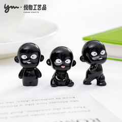 创意侦探柯南小黑人公仔萌粒 diy装饰品盲盒袋配件车载桌面小摆件