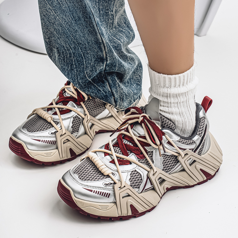 Zapatos de papá de suela gruesa para hombres en el otoño de 2025 celebridades de Internet nuevas zapatillas de deporte casuales transpirables a juego de colores image 5