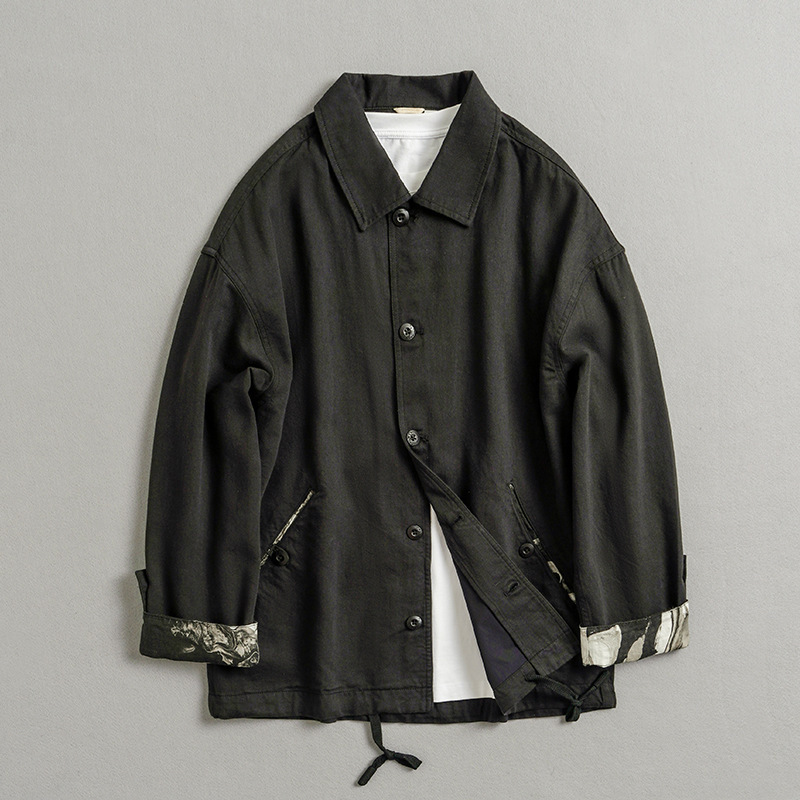 Yanying men's cotton and linen coat 2024 spring new stitching casual simple Chinese men's coat 1236