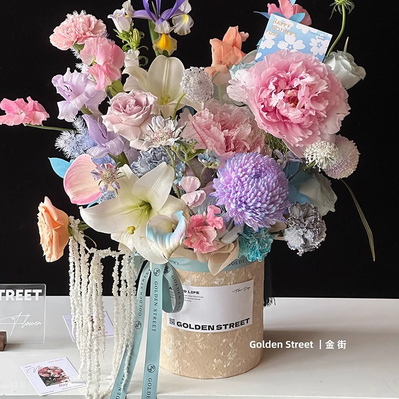 estrella brillante mini abrazo barril floral embalaje floral arreglos floral caja redonda floral diy regalo florista material caja de regalo