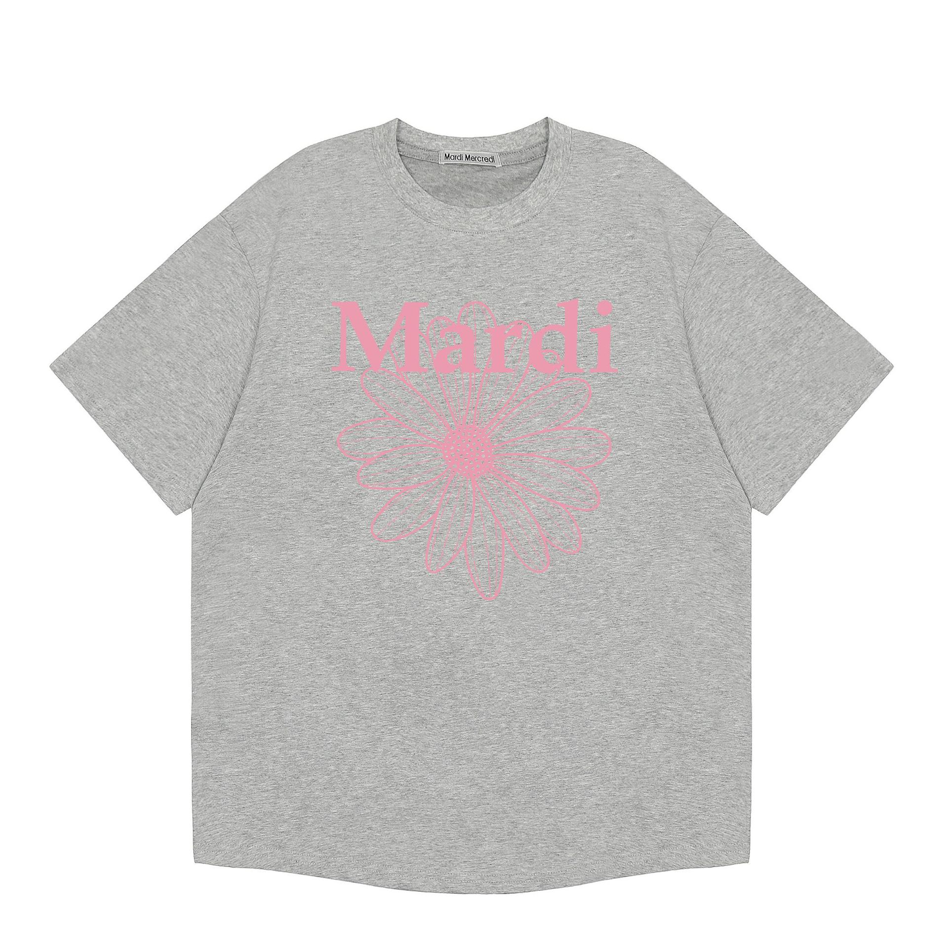 現物韓国潮牌Mardi半袖女性25夏新作デイジープリント丸襟純綿上着tシャツ代発