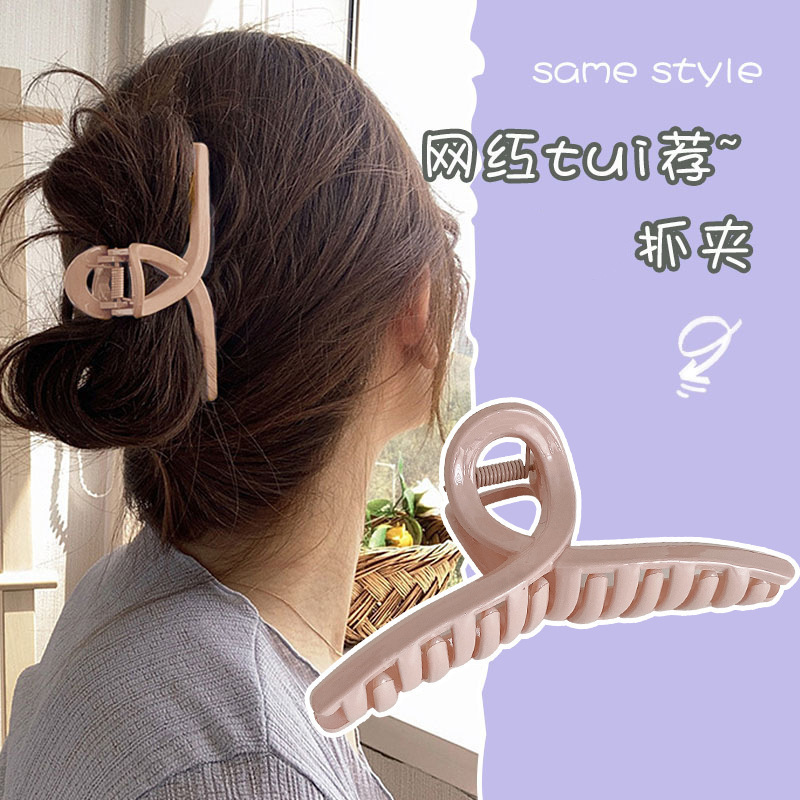 韓国大型アクリルサメクリップヘアアクセサリーシンプルなヘアクリップ女性の後頭部ヘアピン帽子卸売|undefined