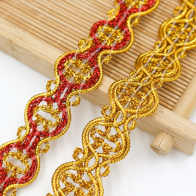 10 metros una tarjeta de oro y plata, 8 caracteres, linterna, encaje, traje de baile, decoración de disfraces, accesorios de tapeta de minorías étnicas