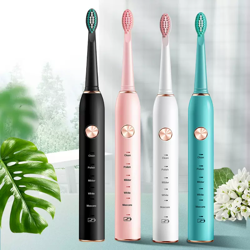 亚马逊跨境新款智能电动牙刷 USB直充 杜邦软毛声波震动牙刷