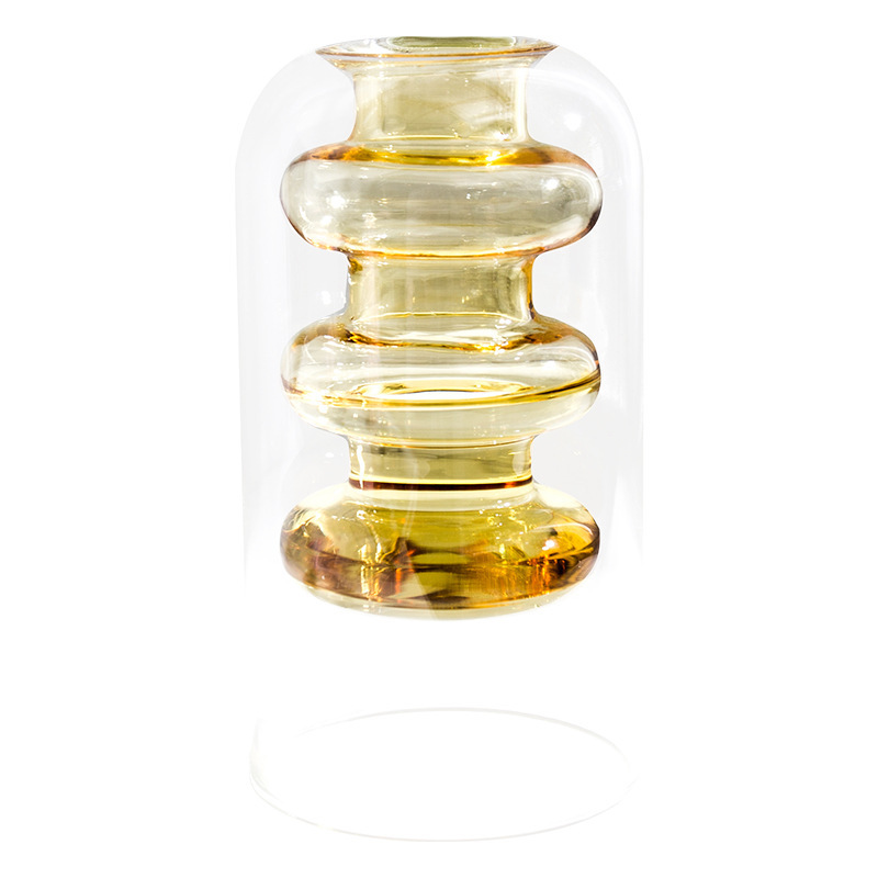 Nórdico simple doble capa colorido arreglo floral florero de vidrio sala de estar decoración escritorio creativo personalizado hidropónico decorativo florero