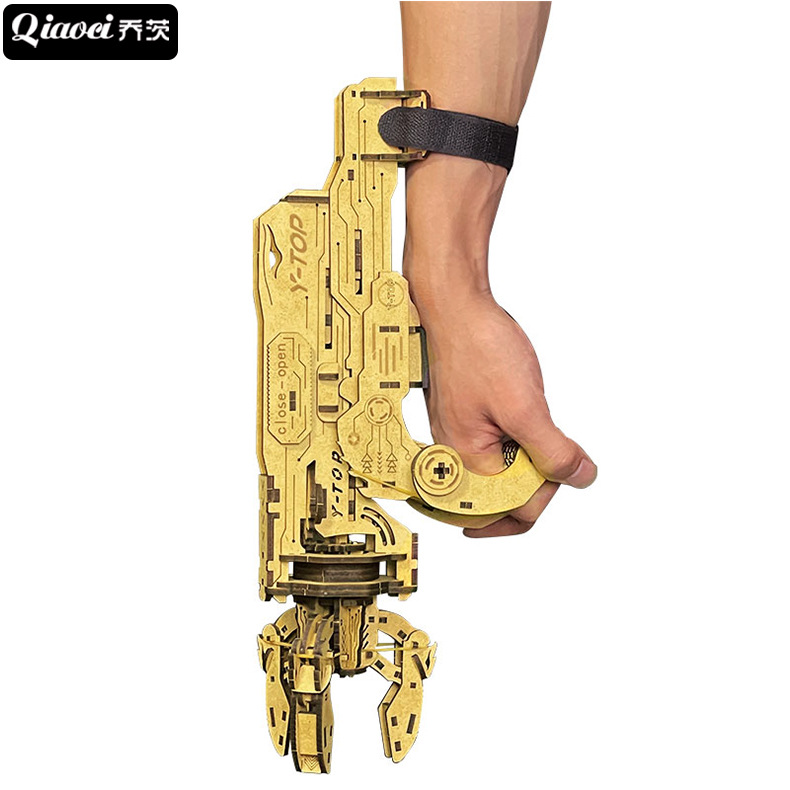 Wooden assembly model diy handmade deformation mechanical maintenance mechanical claw hand wear toy cyberpunk gift