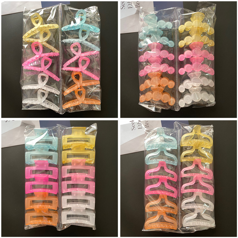 8,8 cm de estilo coreano personalizado transparente esmerilado clip de nuevo cabeza horquilla femenina geométrica accesorios para el cabello joyería múltiple tiburón clip