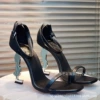 Cowhide black silver heel 10CM