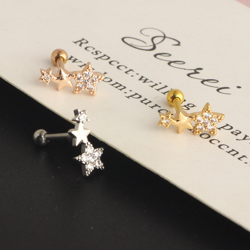 Shining Stars Zircon Earrings Korean Fashion Diamond Ear Cuff for Helix Tragus Cartilage Piercing detail image 7