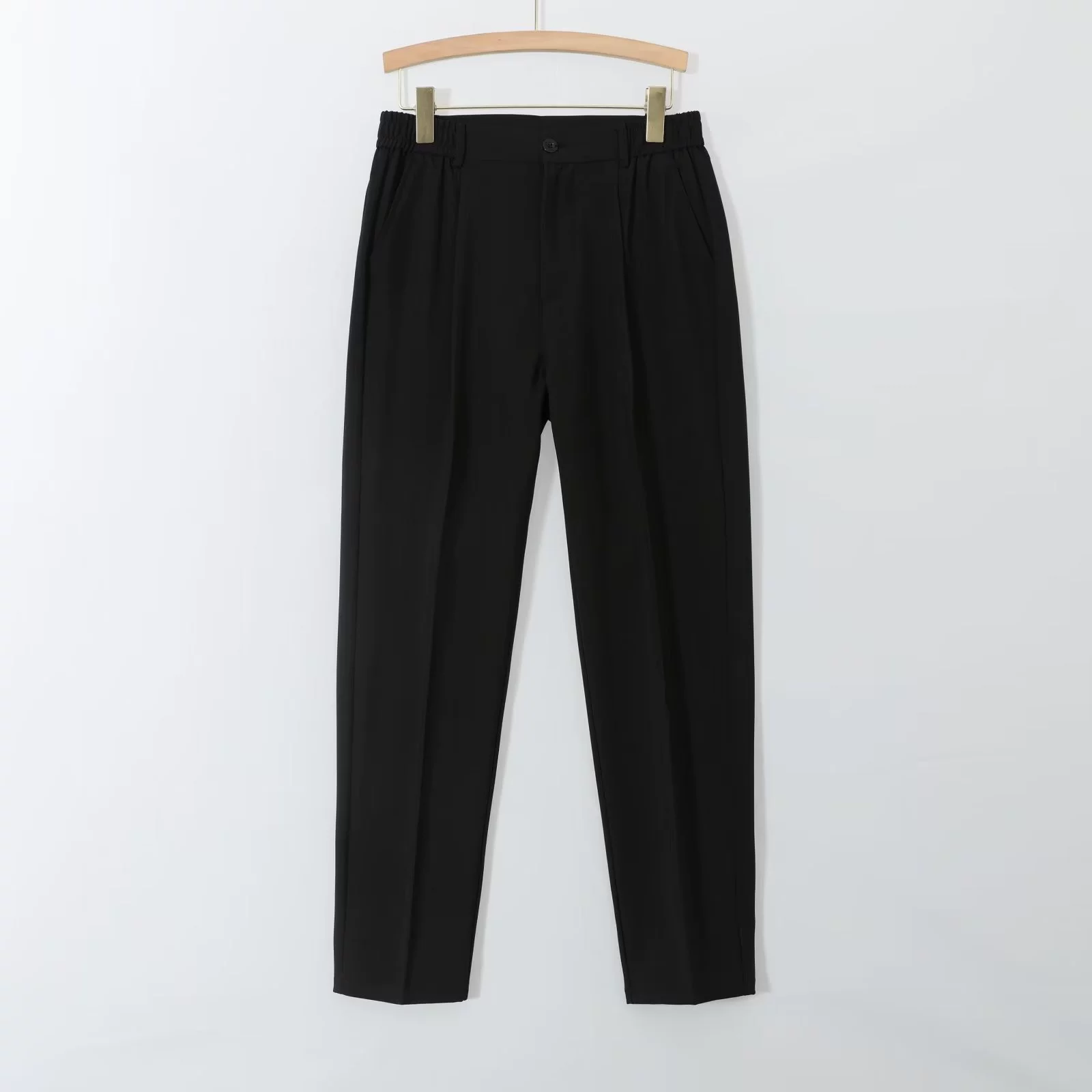 Мужские черные брюки для отдыха, универсальный костюм, Slim fit, свободный прямой крой