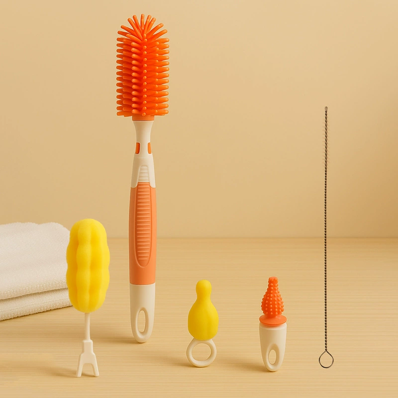 Детская соска, соломенная щетка с прямой ручкой, щетка для мытья бутылочек, многофункциональная силиконовая щетка для чистки бутылочек, набор щеток с прямой ручкой