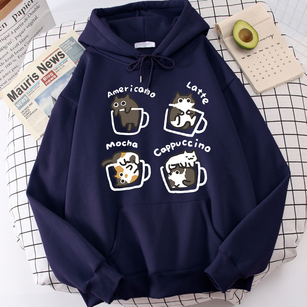 Five Little Cats Playing In The Cup Hoodies Male Set Harajuk
