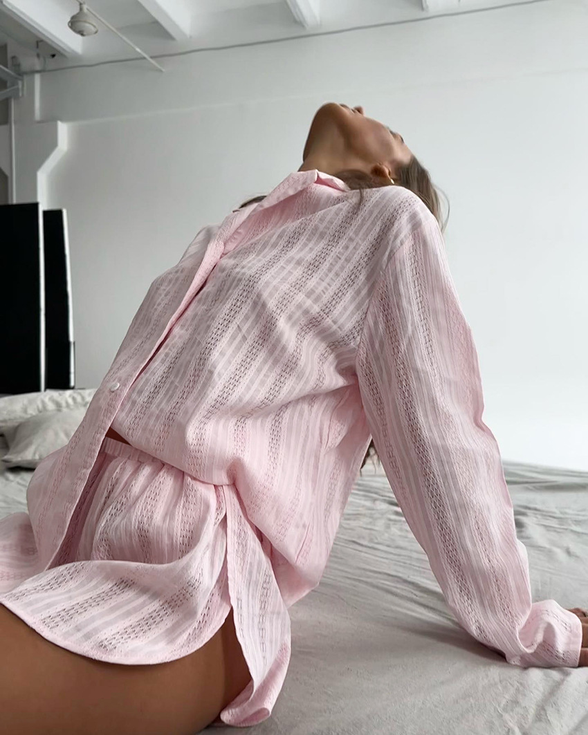 266g Weight Long Sleeve Sleeve Length Pajamas Lingerie Type Cotton Fabric Type Regular Top Length Shorts Sets Sets Type 2 Pieces Set Quantity Home, Sleeping Occasion Turndown Neckline Breathable Function Regular Fit Fit Type Solid Color Pattern Winter, Summer, Spring Season Women's Gender Simple Style Style Home Sleeping Women's Simple Style Solid Color Cotton Shorts Sets Pajama Sets 20