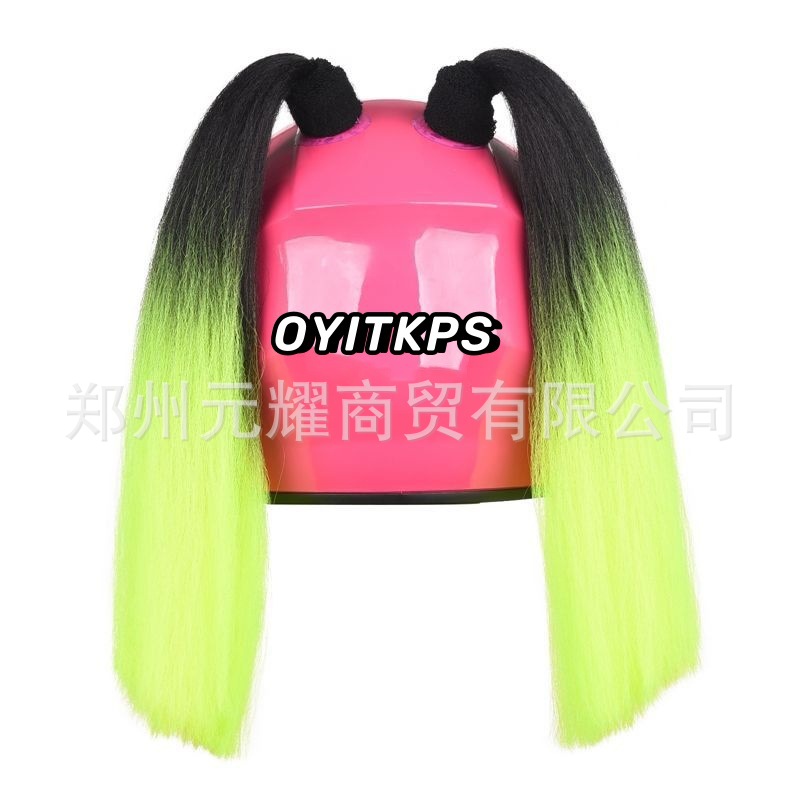 Auto Parts and Accessories — Universal 2pcs Helmet Braided - black-yellow-green-pair