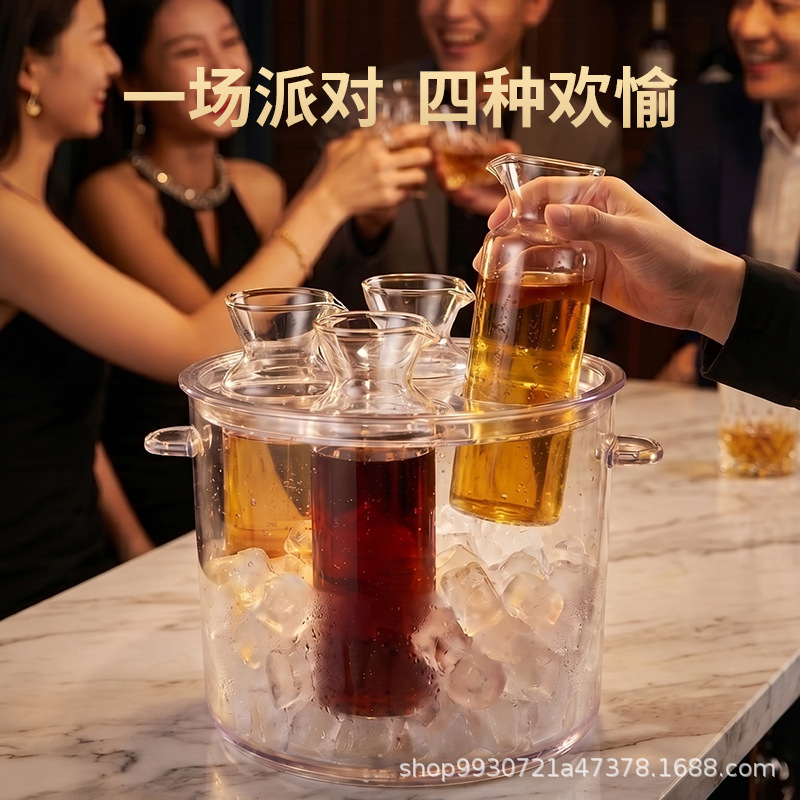 High Borosilicate Ice Wine Warmer, Heat-Resistant Wine Pot, Household Red Wine and White Wine Heater, Wine Set, Ice Wine Warmer