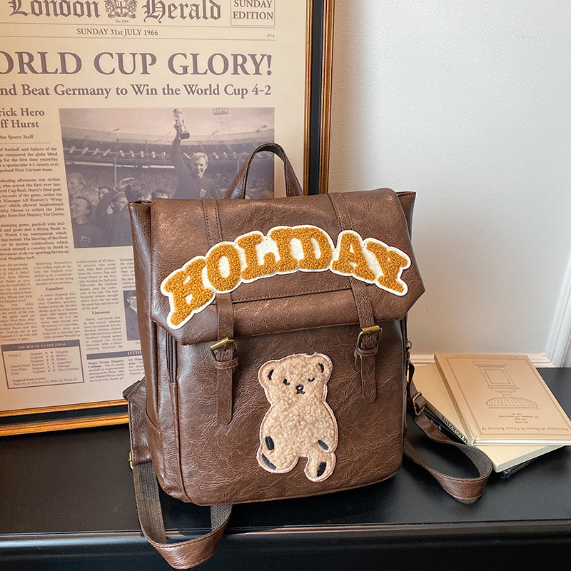 Ifashion Original American Style School Bag Letter Bear Handbag 2026 Backpack Casual Designer Backpack