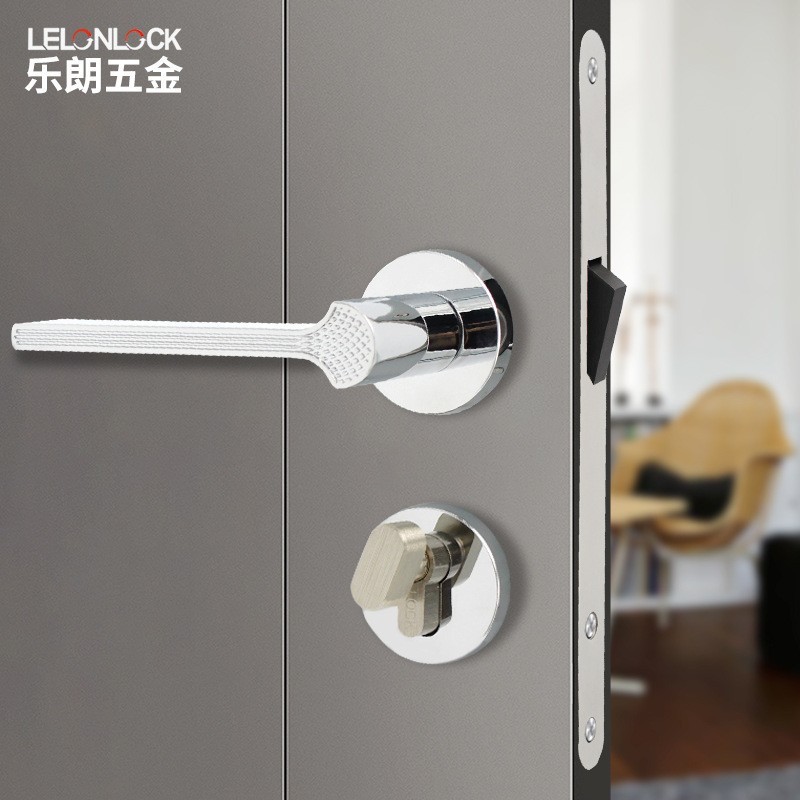 Fábrica personalizada cerradura de puertas dividida interior cerradura de puertas de amortiguación silenciosa cerradura de puerta de dormitorio cerradura de manija de puerta de madera sólida