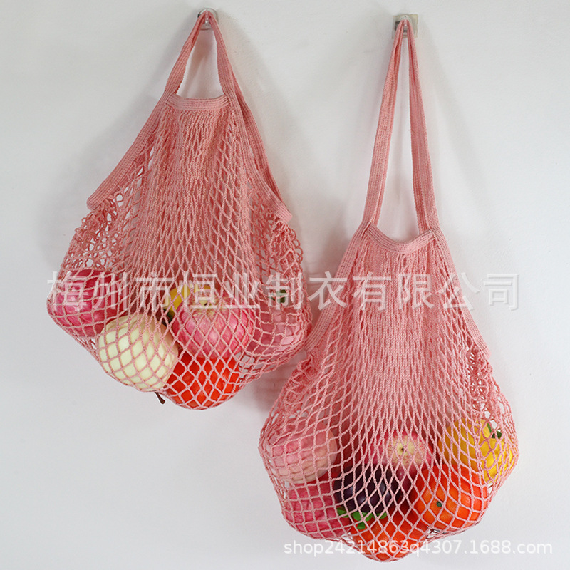 Bolsa de malla de algodón portátil al por mayor Bolsa de compras Supermercado Bolsa de malla de verduras y frutas Bolsa de compras Bolsa tejida hueca