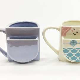 厂家生产创意陶瓷珍珠釉贴花饼干杯早餐咖啡牛奶杯马克杯广告杯