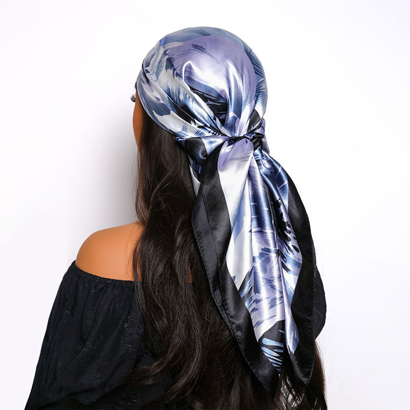 Square Satin Silk Scarf Trendy Versatile Shawl For Women_voghion.com