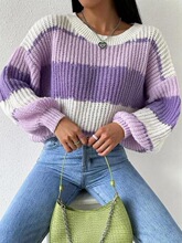W 91078 Colorful Loose Knit Sweater ײɫ����ë�� �羳�W����