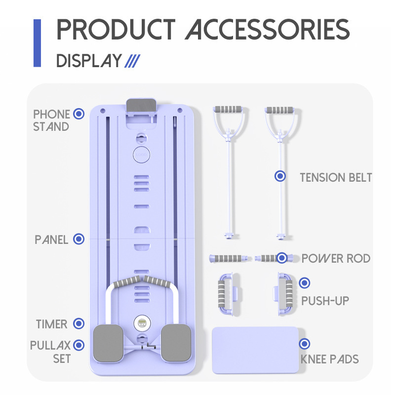 푸시업 핸들 + 텐션 로프 + 친환경 그립 + 휴대폰 홀더(접이식)가 포함된 퍼플 슈프림 모델