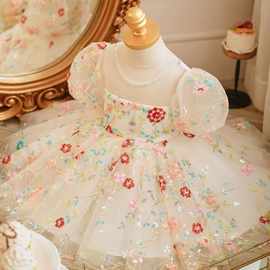 一周岁礼服女宝宝夏季婴儿抓周公主裙洋气洋气女童花童婚礼蓬蓬裙