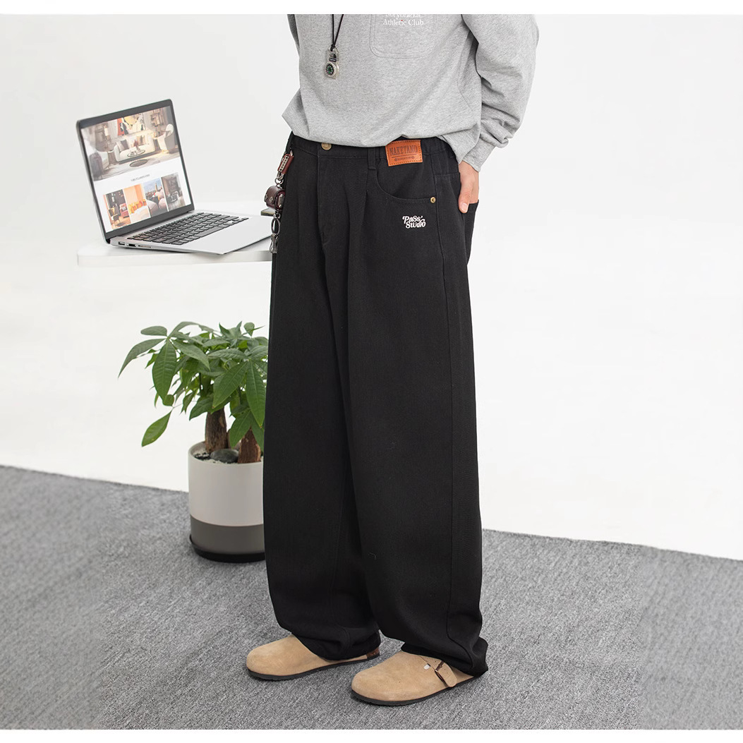 Retro denim spring trousers