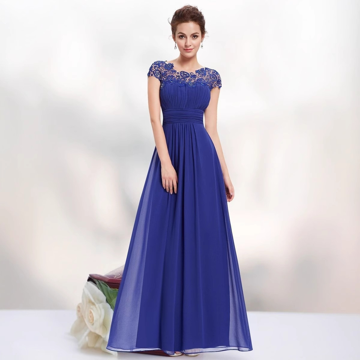 Elegant Lace A-Line Maxi Dress For Women, High-Waisted Flowy Bridesmaid & Evening Gown Comfortable Flowy Full Skirt_voghion.com