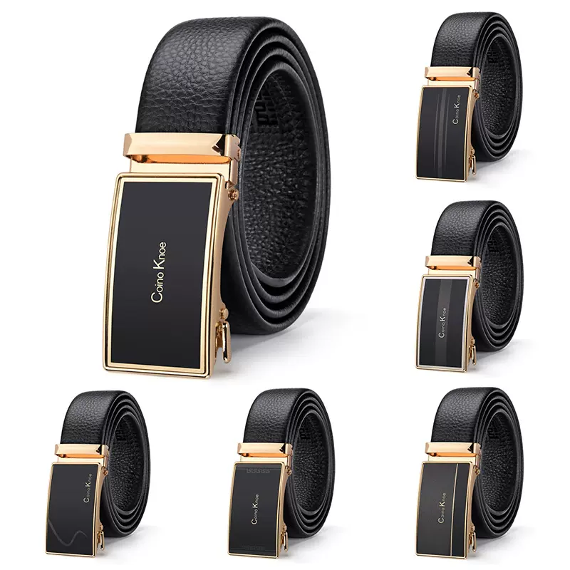 新款皮带男士纯牛皮荔枝纹自动扣腰带商务百搭男款裤带现货地摊