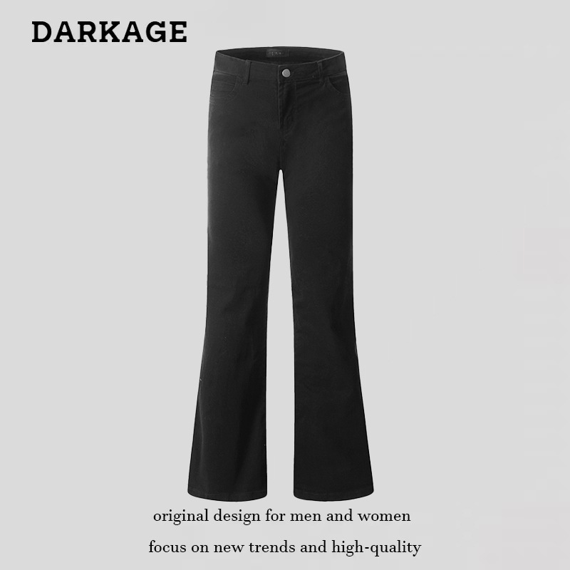 2025 New American Vibe Pants Men's Autumn High Street Slightly Flared Black Jeans Men's Slim Straight Versatile