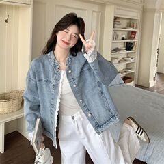 花边蕾丝拼接牛仔外套女春秋2025新款休闲超火韩系穿搭夹克高级感