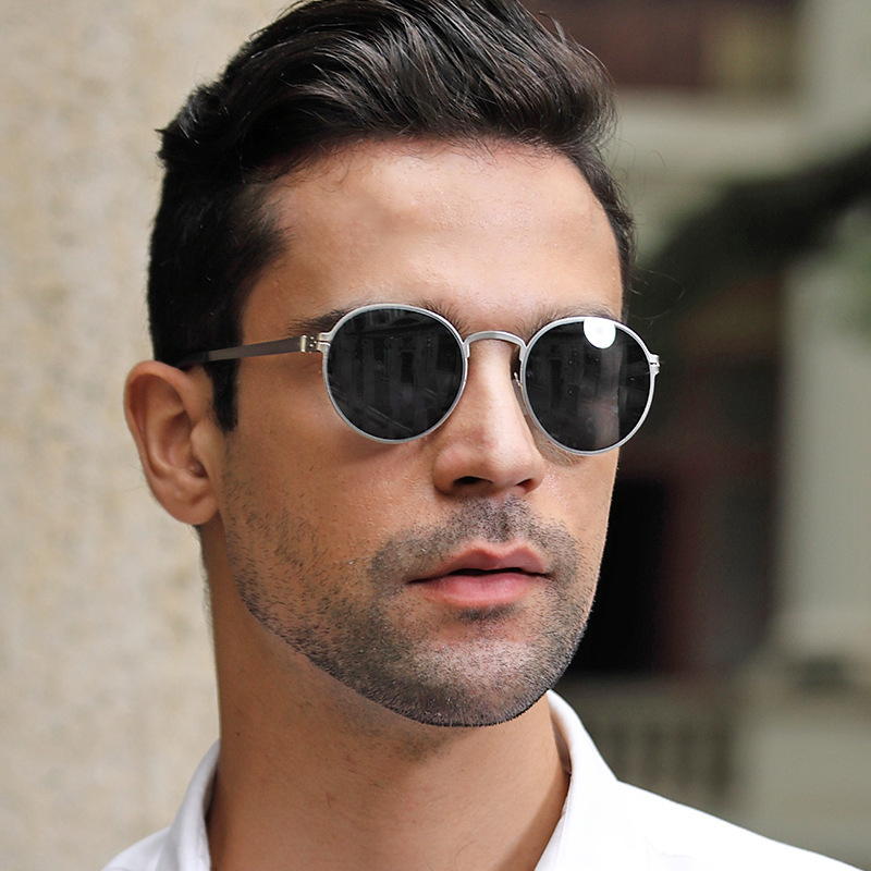 Simple Fashion Round Frame Spring Leg Screwless Steel Lens Sunglasses Wholesale Nihaojewelry display picture 11