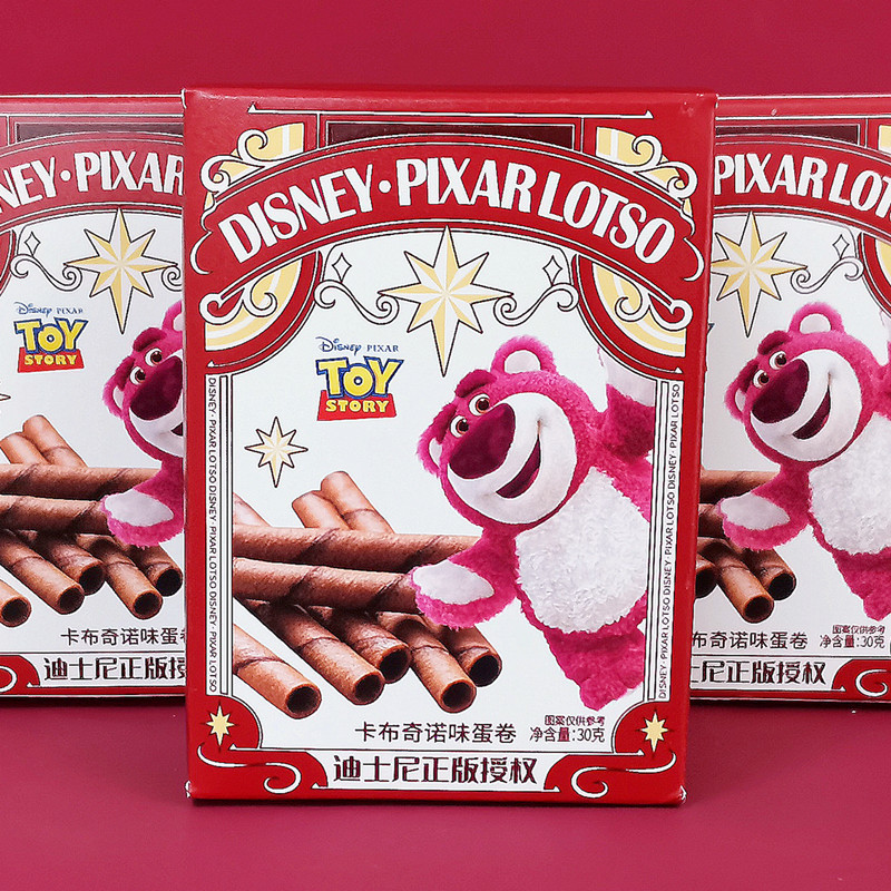 Disney Strawberry Bear Cappuccino Flavor Egg Rolls 30g Boxed Biscuits Leisure Snack Birthday Gift Snacks