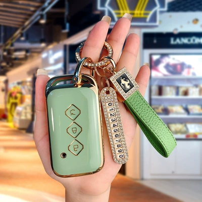 case buckle – Car key bag - type-c-green-green-square-rope-gold-number-plate