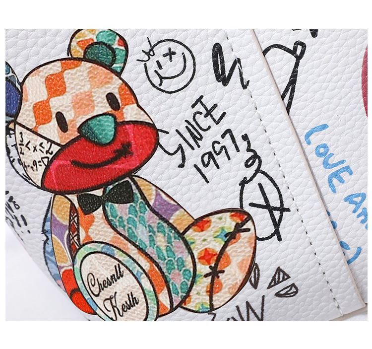 Little Bear Graffiti Basket Bucket for Women 2024 New High end Fashion Versatile Handheld Crossbody Bag_voghion.com