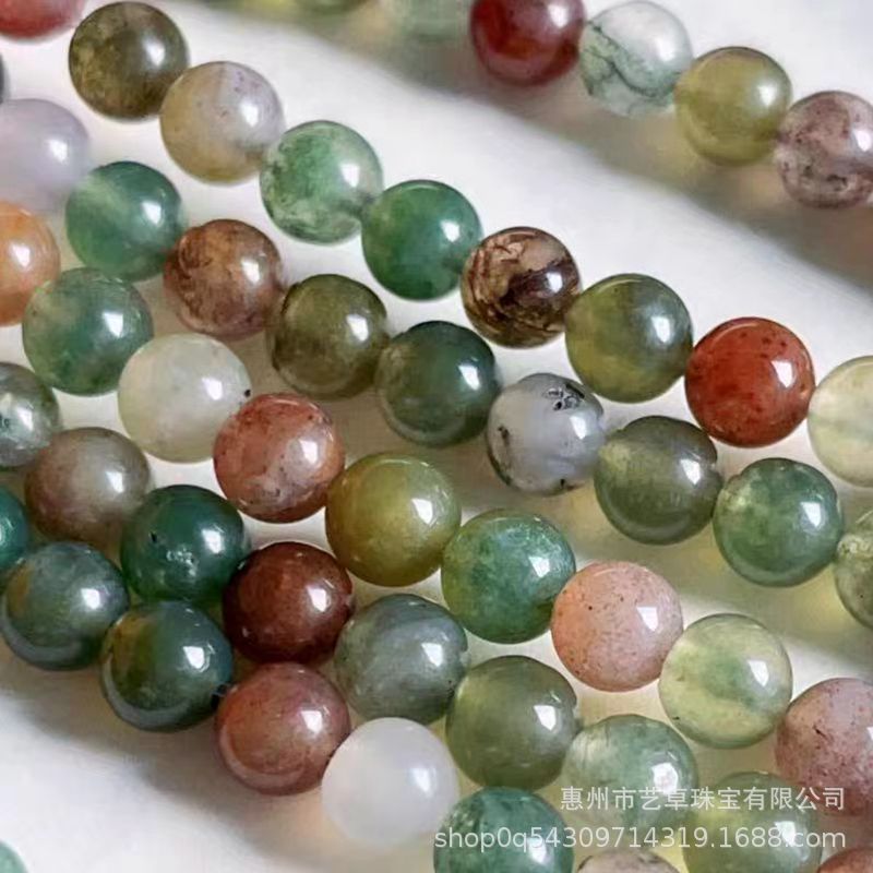 Natural indio colorido Jade cuentas redondas ágata perlas sueltas agua hierba ágata perlas DIY pulsera collar accesorios de la joyería