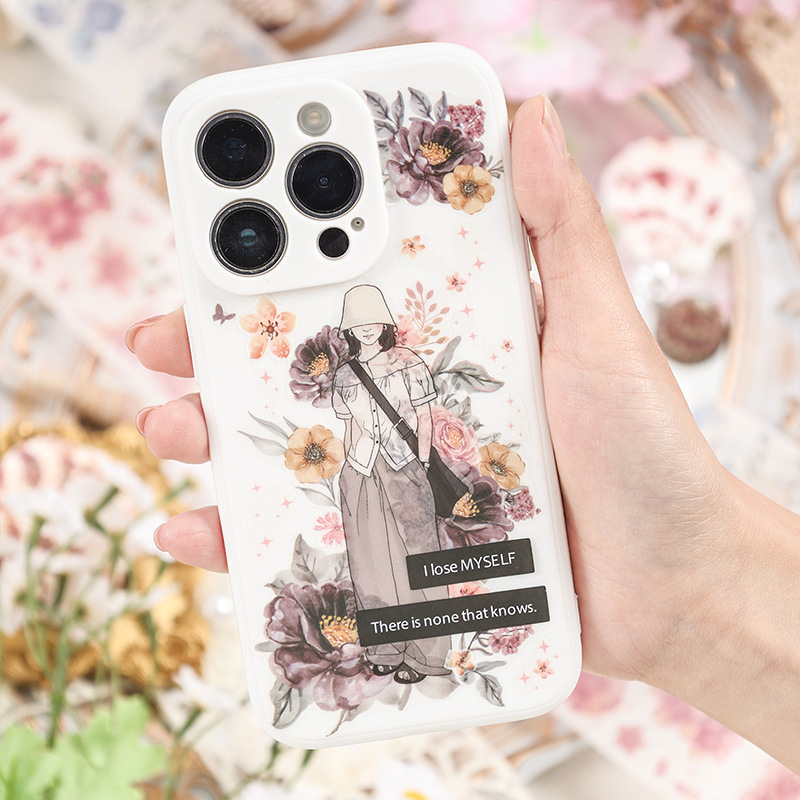 Baihui incluye cinta adhesiva de la cuenta de mano de encaje paisajístico pegatinas de la cuenta de mano adorable decoración del marco de la tarjeta Go