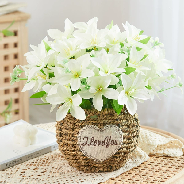 Milky white big lily white+grass editing basket