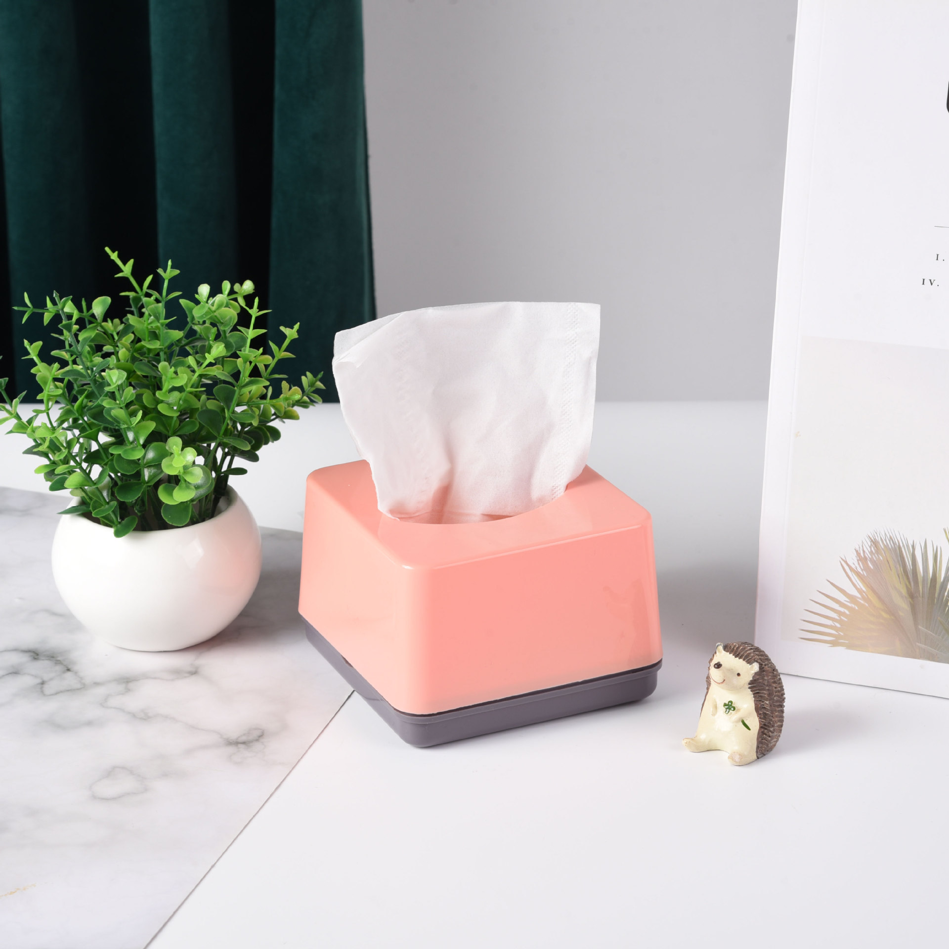 Color nórdico engrosado tamaño pequeño tejido caja personalizado restaurante servilleta caja hogar sala de estar caja de tejido creativo personalizado