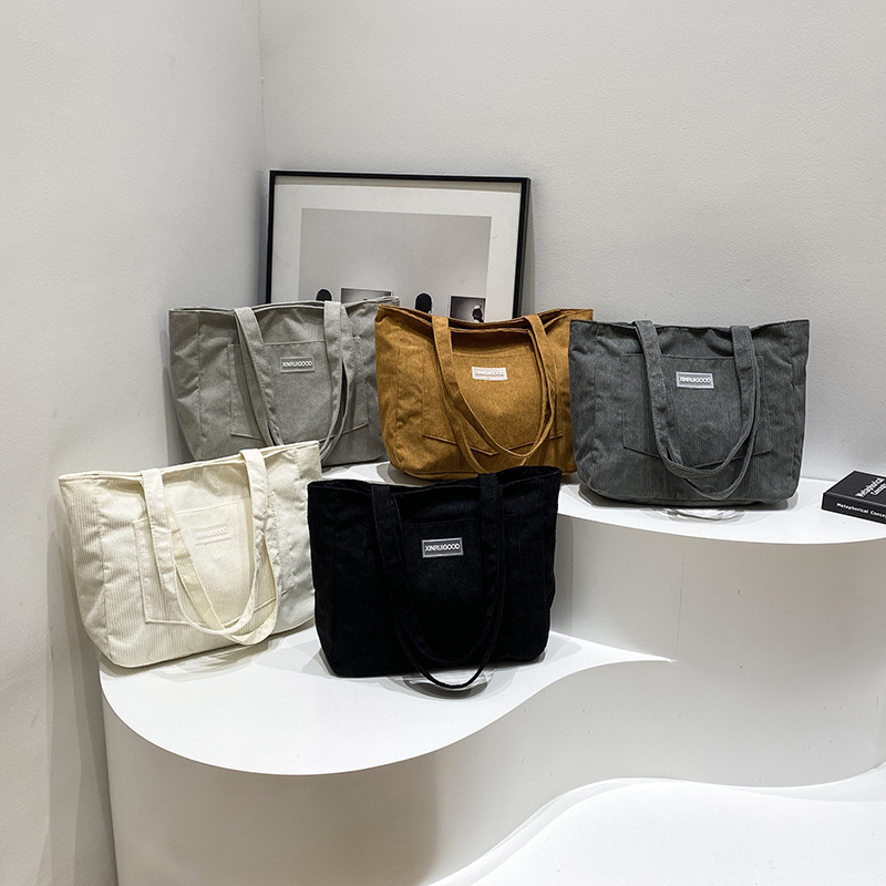 Retro simple de lana de alta capacidad bolso de invierno de mujer nuevo hombro de tela inclinada bajo bolso de mano exquisito