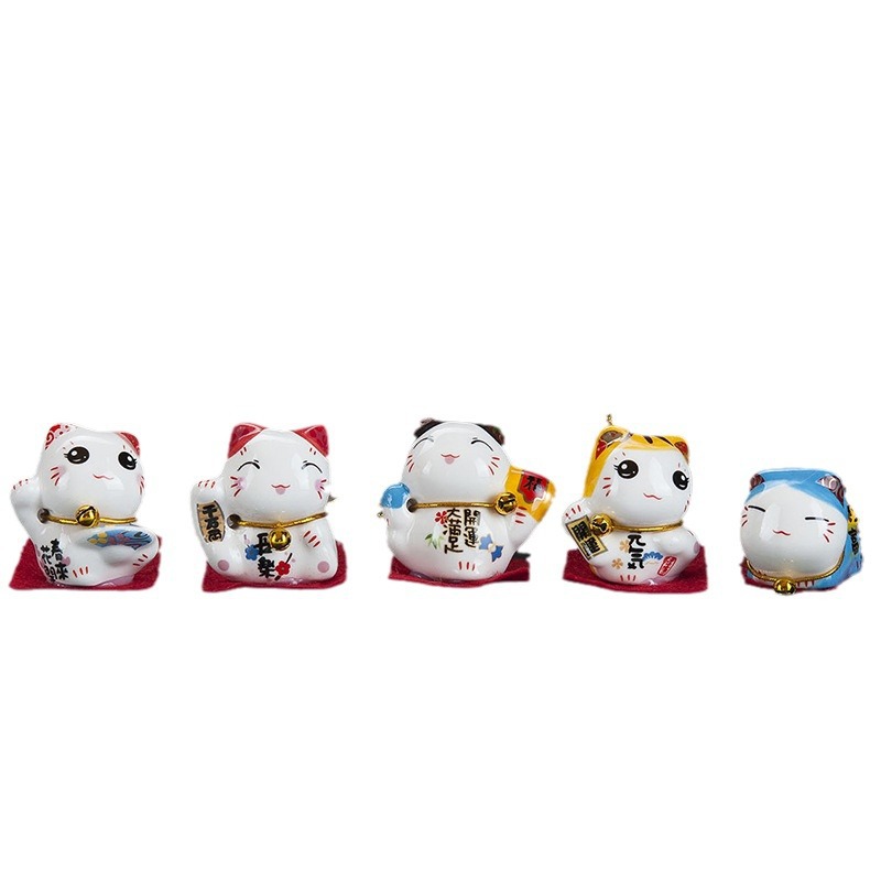 Gato afortunado decoración del coche tamaño pequeño mini lindo gato decoración del coche decoración traje decoración de la seguridad del coche