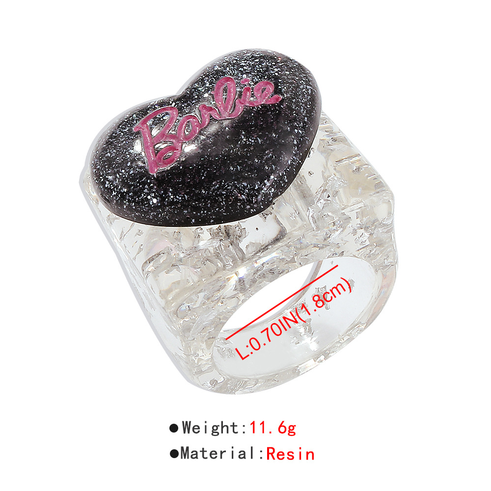 Simple Candy Color Heart Letter Resin Ring Wholesale Nihaojewelry display picture 31