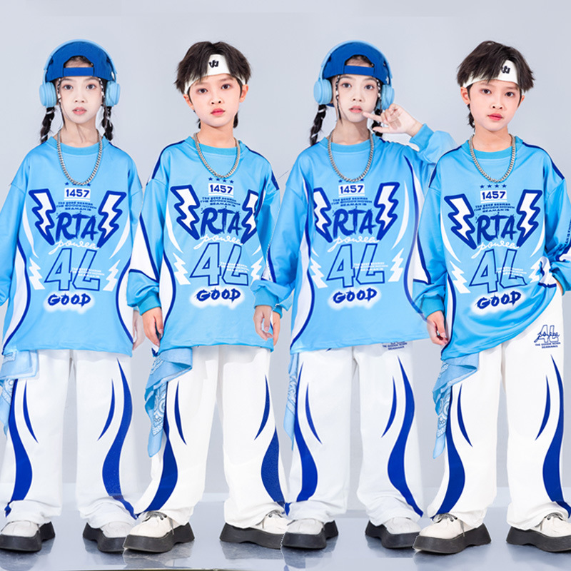 街舞儿童潮服hiphop炸街童装男童架子鼓演出服小学生运动会服装秋