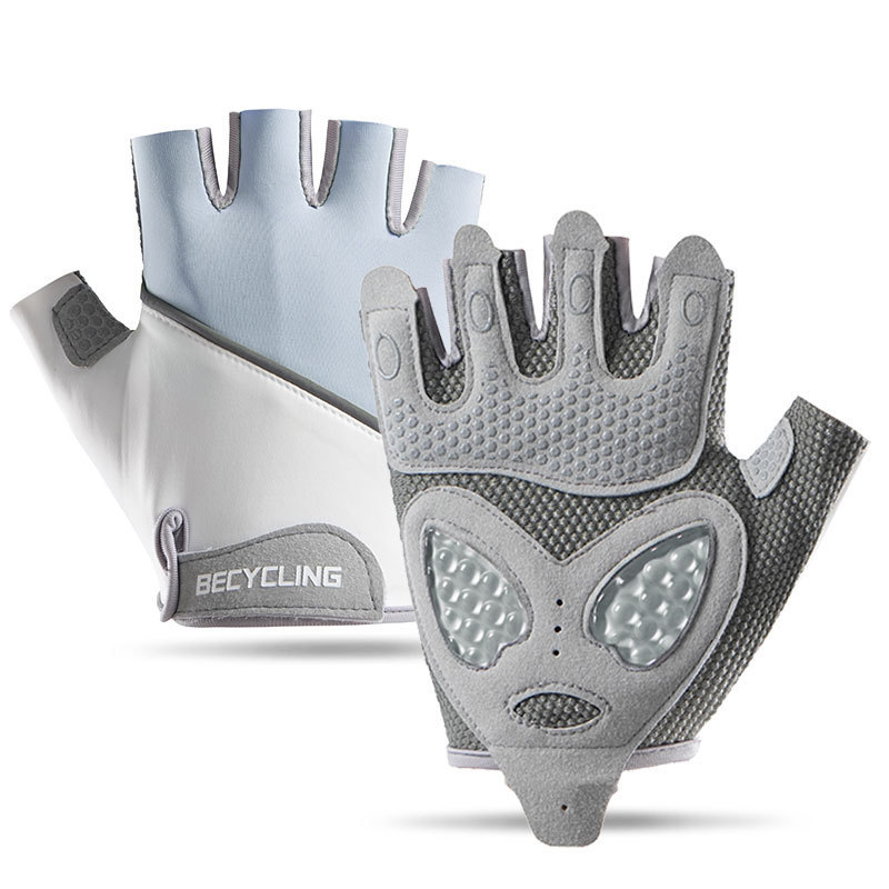 Guantes de gimnasio para hombres y mujeres al aire libre antideslizante resistente al desgaste ciclismo transpirable seda de hielo amor de silicona líquida guante deportivo de medio dedo