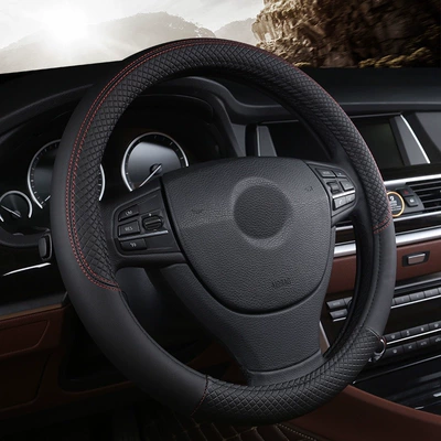 Xf685 Amazon's Best-Selling White Rubber Inner Ring Leather Embossed Car Steering Wheel Cover Eco-Friendly Handle Cover Cross-Border E-Commerce Product (Steering wheel cover) - xf685-classic-black-38cm