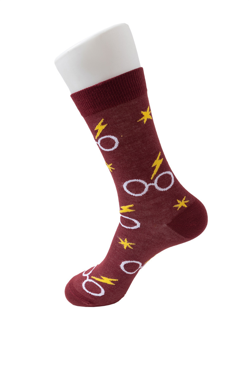 Non-Slip Function Unisex Retro Letter Number Cotton Crew Socks A Pair